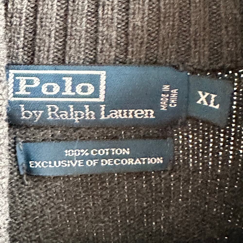 Polo Ralph Lauren Men’s XL Quarter Button Mock Neck Sweater Gray Cotton Pullover - Picture 9 of 9